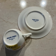 2点セット🌸カップ&ソーサーセット✨marieclaireマリ•クレール花柄🌼食器雑貨和食器コーヒーカップ☕️ピンク•オレンジ•黄色•緑の画像