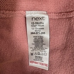 next baby ピンク カーディガン 12-18ヶ月の画像