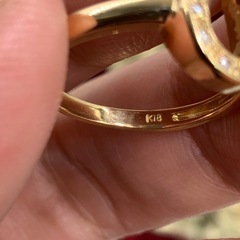 K18 馬蹄リング　ホースシュー　ダイヤリング　2.6g 約10号の画像