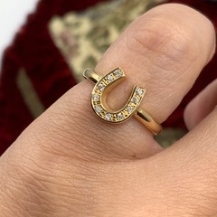 K18 馬蹄リング　ホースシュー　ダイヤリング　2.6g 約10号の画像