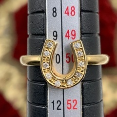 K18 馬蹄リング　ホースシュー　ダイヤリング　2.6g 約10号の画像