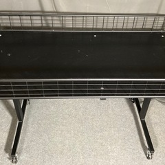 折りたたみワゴン 　幅約120×奥行約60×高さ約80cm ブラック 店舗用品 陳列什器 販売ワゴン セールワゴン 工具不要 店頭陳列NO.42の画像