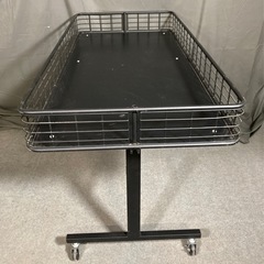 折りたたみワゴン 　幅約120×奥行約60×高さ約80cm ブラック 店舗用品 陳列什器 販売ワゴン セールワゴン 工具不要 店頭陳列NO.42の画像