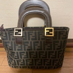 FENDI ハンドバッグ ズッカ柄 金具 キャンバス レディース フェンディ ブラウン の画像