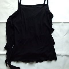 LOUSTIC 4段フリル キャミソール リボン 黒 サイズMの画像