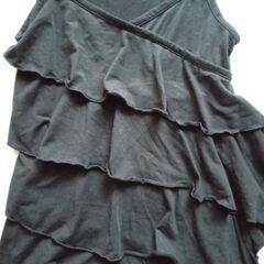 LOUSTIC 4段フリル キャミソール リボン 黒 サイズMの画像