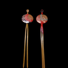 (中古)昭和レトロアンティーク 平打ちかんざしセットの画像