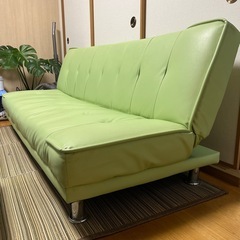 引き取り・期間限定　ソファベッド　グリーン　　の画像