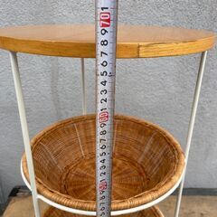 ★状態〇★ ラタン 籐 製 バスケット キャスター 付 ワゴンの画像