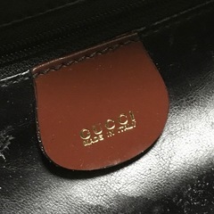 正規品 オールドグッチ バニティバッグ バンブー エナメル ブラウンの画像