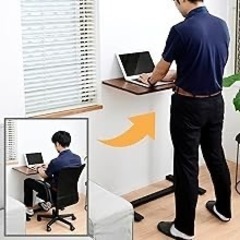 昇降式サイドテーブル 幅70cm／高さ60〜95cm／ガス圧式／ベッド・PC・在宅勤務向け の画像