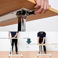 昇降式サイドテーブル 幅70cm／高さ60〜95cm／ガス圧式／ベッド・PC・在宅勤務向け の画像