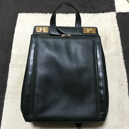 激レア 正規品 オールドグッチ ターンロック レザーバックパック ダークグリーン