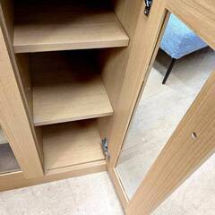 キャビネット 食器棚 カップボード キッチン収納 ガラス扉の画像