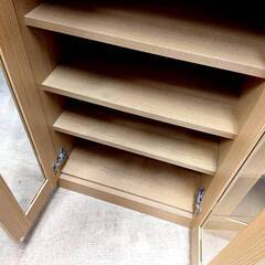 キャビネット 食器棚 カップボード キッチン収納 ガラス扉の画像