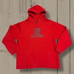 ✨希少・人気✨ STUSSY Sロゴ刺繍パーカー 赤 Lサイズの画像