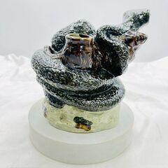 【❗️✨縁起物✨❗️】陶器製 ヘビ酒器（2001年製）🐍現状品／干支置物の画像