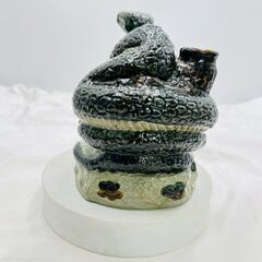【❗️✨縁起物✨❗️】陶器製 ヘビ酒器（2001年製）🐍現状品／干支置物の画像