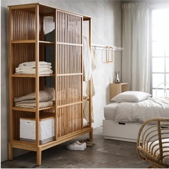 IKEA NORDKISA ノールドシーサ オープンワードローブ 引き戸付き, 竹, 120x186 cm の画像