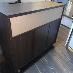 キッチンカウンター キャビネット キャスター 鍵 付き【美品】の画像