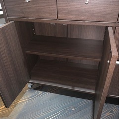 キッチンカウンター キャビネット キャスター 鍵 付き【美品】の画像
