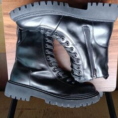 新品 25cm レディース ブーツ ブラック 厚底 シューズ 識別番号:【B082-S】の画像