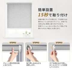 【新品未開封品】ロールスクリーン つっぱり式 ロールカーテン突っ張り式 非遮光 ロールカーテン 採光タイプ 目隠し UVカット 断熱 取り付け簡単穴開け不要 遮熱 表裏同色の画像