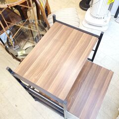 レンジラック 横幅60cm スライドテーブル ブラウン 木目模様 レンジ台 レンジボード■奥行45cm×高さ88cm■買取帝国 朝霞店 配達可能の画像