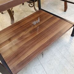 レンジラック 横幅60cm スライドテーブル ブラウン 木目模様 レンジ台 レンジボード■奥行45cm×高さ88cm■買取帝国 朝霞店 配達可能の画像