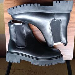 新品 24cm レディース ブーツ ブラック 厚底 シューズ 普段着 識別番号:【B084-S】の画像