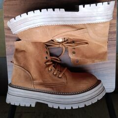 新品 23.5cm レディース ブーツ ブラウン 厚底 シューズ 普段着 識別番号:【B087-S】の画像