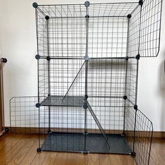 ケージ　キャットケージ　3段　組立式　ブラック の画像