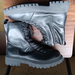 新品 25cm レディース ブーツ ブラック 厚底 シューズ 普段着 識別番号:【B088-S】の画像