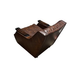 【ジ1113-04】昭和レトロ系❗️アンティーク‼️1人掛けブラウンレザーソファの画像