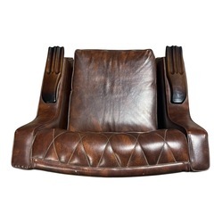 【ジ1113-04】昭和レトロ系❗️アンティーク‼️1人掛けブラウンレザーソファの画像