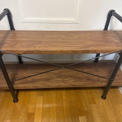 木棚×アイアンラック 収納棚 本棚 2段の画像