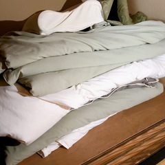 羽毛布団4枚とマットレス4セットの画像