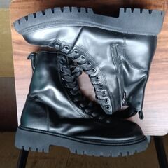 新品 24.5cm レディース ブーツ ブラック 厚底 シューズ 普段着 識別番号:【B090-S】の画像