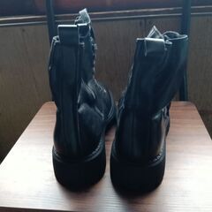 新品 24.5cm レディース ブーツ ブラック 厚底 シューズ 普段着 識別番号:【B090-S】の画像