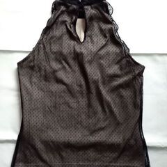 MAIT RESSE ハイネックノースリーブ 黒レース×ミルクティーベージュ サイズ9号の画像