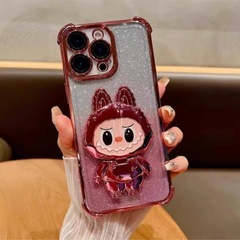 【新品】LAVABU（ラブブ）ミラー付きスマホケース💖ピンクグラデ×キラキラ✨iPhone15Proの画像