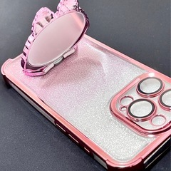 【新品】LAVABU（ラブブ）ミラー付きスマホケース💖ピンクグラデ×キラキラ✨iPhone15Proの画像