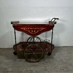 『イタリア製』バタフライキッチンワゴン バタフライティーワゴン キッチンワゴン ワインラック サイドテーブル 象嵌細工 象嵌 RWmis63の画像