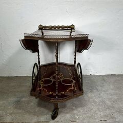 『イタリア製』バタフライキッチンワゴン バタフライティーワゴン キッチンワゴン ワインラック サイドテーブル 象嵌細工 象嵌 RWmis63の画像