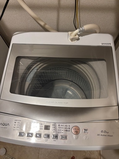 AQUA 洗濯機2024年　白AQW-S6P 6kg 元値3.1万　洗濯槽洗浄済み美品