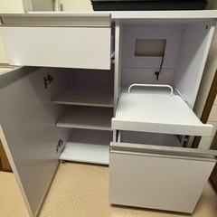 キッチン家電収納棚 ホワイト コンセント2個口 キャスター付の画像