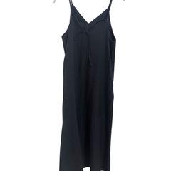 GU 黒 キャミソール ロングワンピース ウエストリボン付きの画像