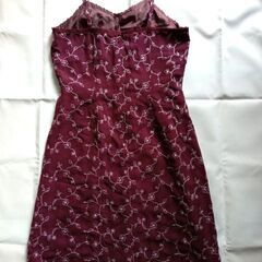 Alpha Aim バーガンディ×銀糸刺繍 花蔦柄 キャミソールワンピース ミニ丈 Mくらいの画像