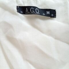 A.G.O 透け感あり オフホワイト シフォンカーディガン 七分袖 レース サイズMの画像