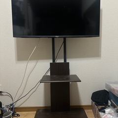 テレビスタンド 32~65型高さ調節首 振りテレビラック 自立式ハイタイプ ロータイプ テレビ台壁寄せテレビスタンド棚板付き 伸縮壁面 省スペース収納 配線し木目北の画像